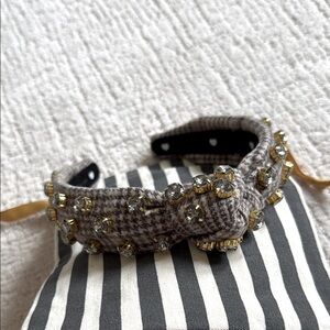 Lele Sadoughi tweed jeweled knot headband. NWOT